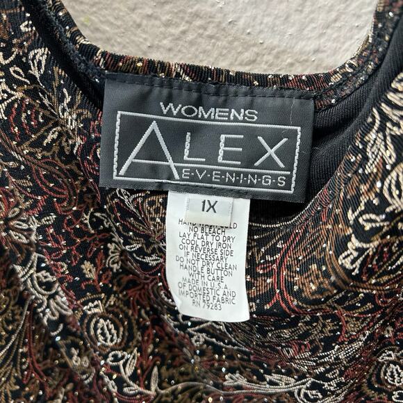 Alex Evenings Size 1X Gold Top Sparkle Slinky Stretch Knit Tank Whimsigoth Fairy - Picture 4 of 5